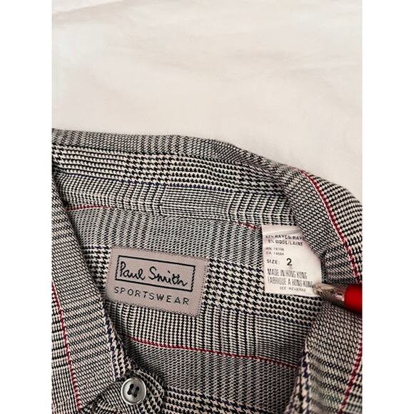 New Paul Smith Shirt Black Cream Red Plaid Button Down Shirt - Picture 4 of 8